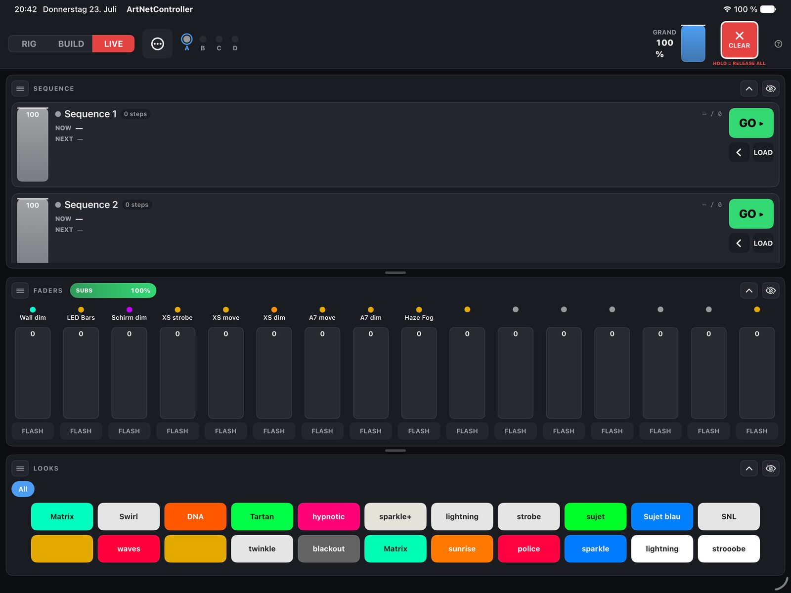 The LIVE room with playback controls and no editing surface